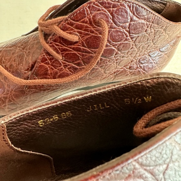New Trotters Jill Brown Croc Texture Leather Ankle Vintage Booties Women’s 5.5W - Picture 10 of 13